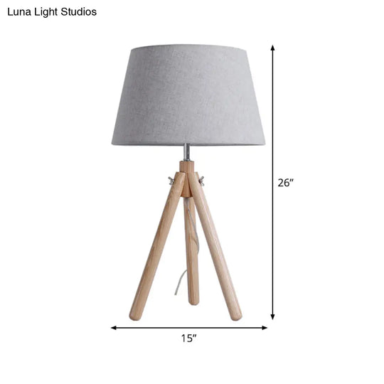 Modern Grey/White/Flaxen Dining Room Desk Lamp With Wide Flare Fabric Shade