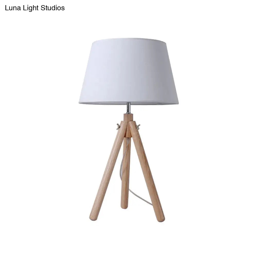 Modern Grey/White/Flaxen Dining Room Desk Lamp With Wide Flare Fabric Shade