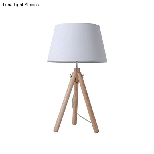 Modern Grey/White/Flaxen Dining Room Desk Lamp With Wide Flare Fabric Shade