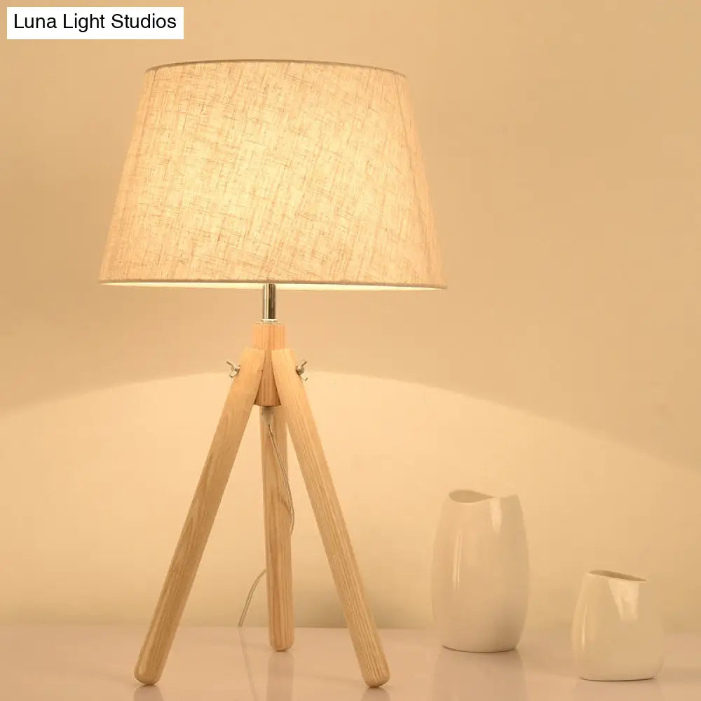 Modern Grey/White/Flaxen Dining Room Desk Lamp With Wide Flare Fabric Shade