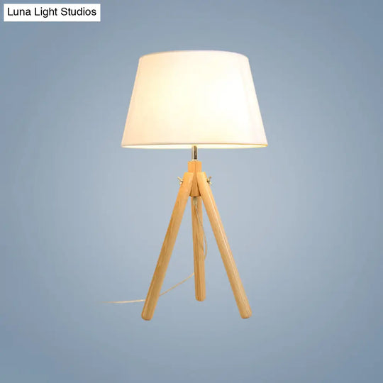 Modern Grey/White/Flaxen Dining Room Desk Lamp With Wide Flare Fabric Shade