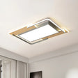 Modern Grey - Wood Flush Mount Led Ceiling Light With Acrylic Shade - Warm/White For Living Room