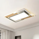 Modern Grey - Wood Flush Mount Led Ceiling Light With Acrylic Shade - Warm/White For Living Room