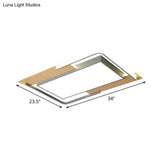 Modern Grey - Wood Flush Mount Led Ceiling Light With Acrylic Shade - Warm/White For Living Room