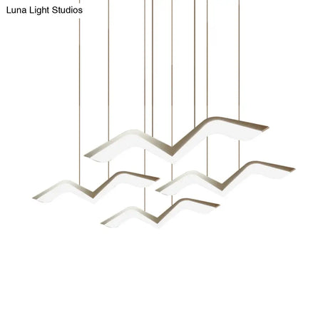 Modern Gull Shaped Hanging Light - Acrylic Led Pendant Warm/White 2/3/5 Heads