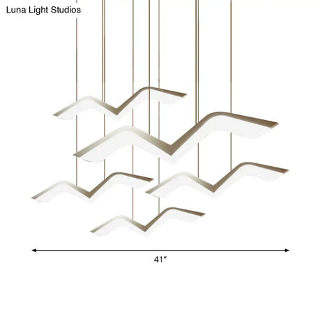 Modern Gull Shaped Hanging Light - Acrylic Led Pendant Warm/White 2/3/5 Heads