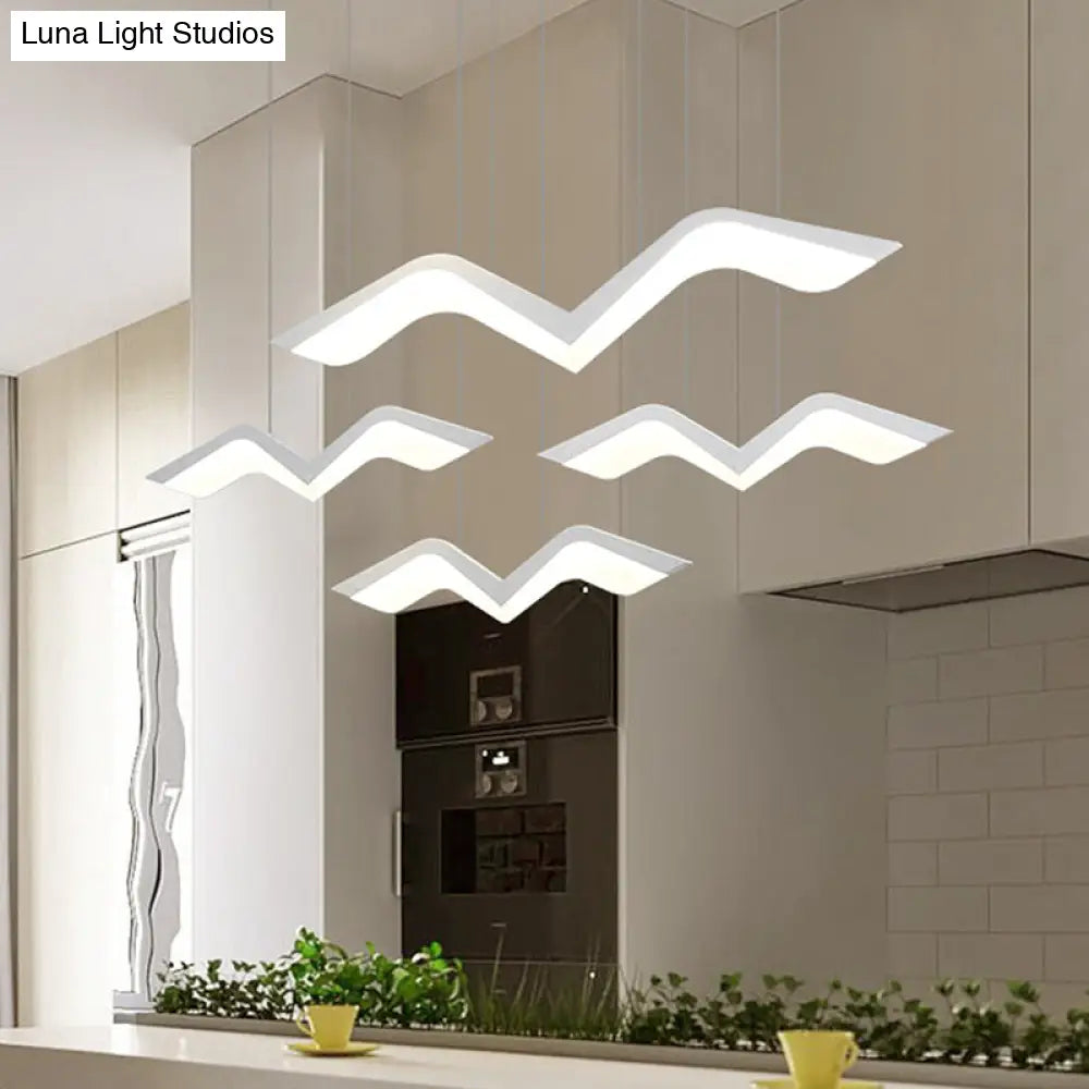 Modern Gull Shaped Hanging Light - Acrylic Led Pendant Warm/White 2/3/5 Heads