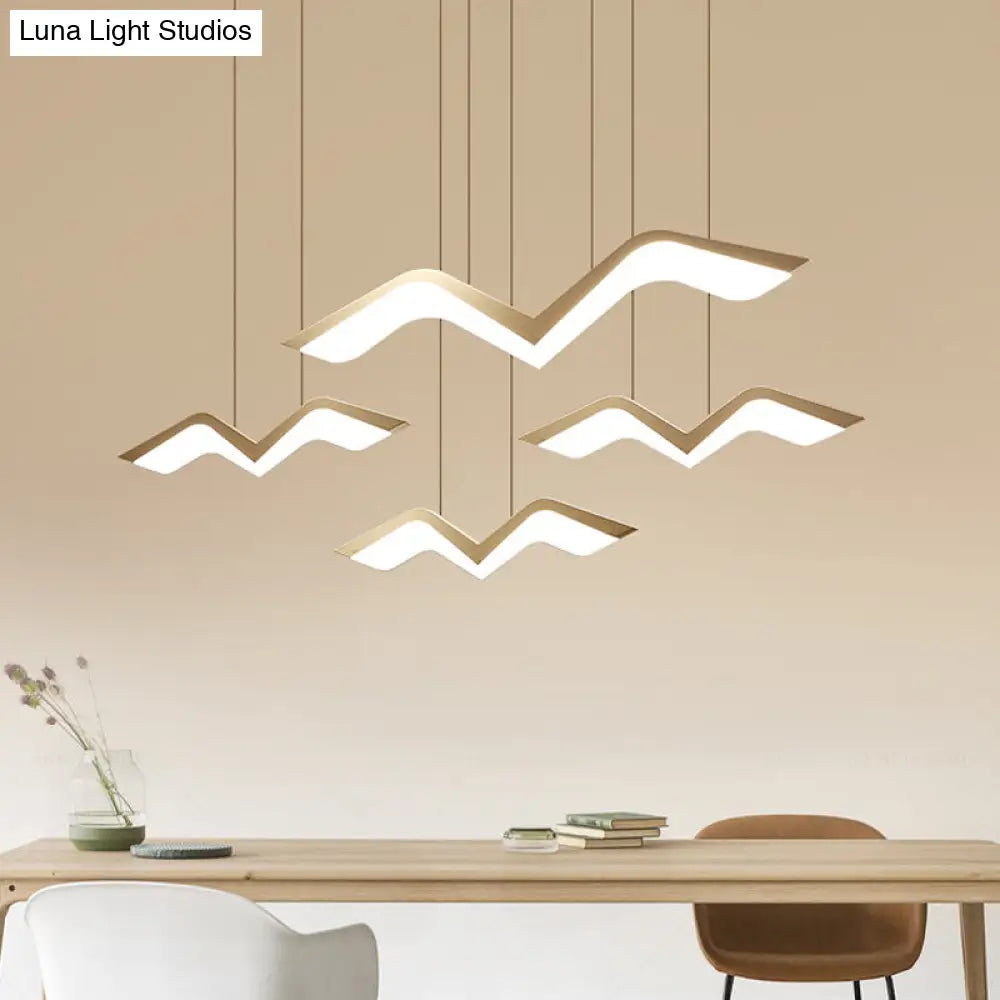 Modern Gull Shaped Hanging Light - Acrylic Led Pendant Warm/White 2/3/5 Heads