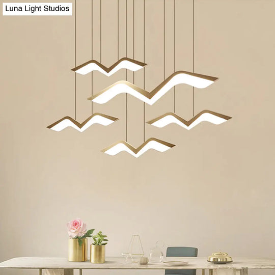 Modern Gull Shaped Hanging Light - Acrylic Led Pendant Warm/White 2/3/5 Heads