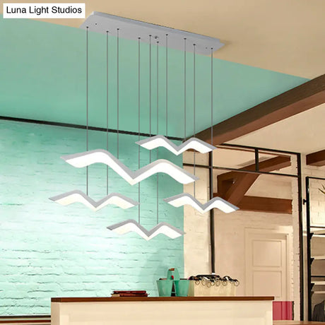 Modern Gull Shaped Hanging Light - Acrylic Led Pendant Warm/White 2/3/5 Heads