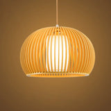 Modern Half-Globe Pendant Wooden 1-Light Dining Table Suspension Lighting - 13’/18’ W With