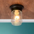 Modern Hand Blown Glass 1 - Light Cylinder Flush Mount Ceiling Light In White/Black Black