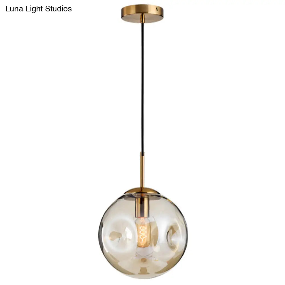 Modern Hand-Blown Glass Shade Pendant Light With Spherical Design