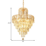 Modern Hand-Cut Crystal Tapered Chandelier Lamp | 12/16 Wide With 3/6-Head Gold Suspended Lighting