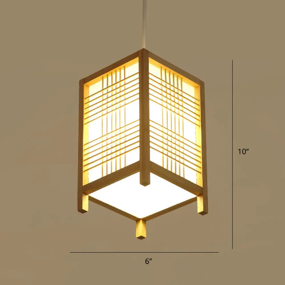 Modern Handwoven Bamboo Pendant Light For Restaurants - Single Wood Hanging Ceiling / A