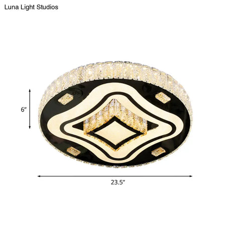 Modern Harlequin Crystal Prisms Led Ceiling Lamp In Stainless Steel