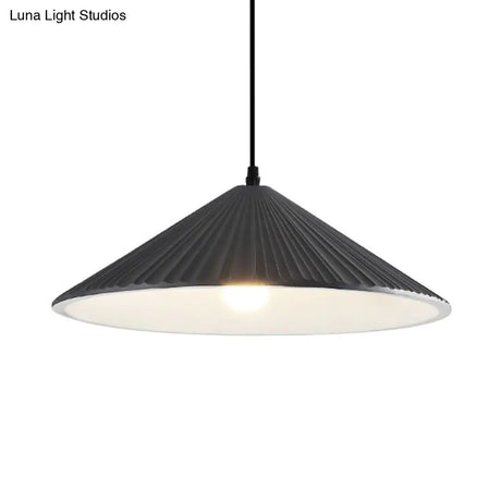 Modern Hat Ceiling Pendant Light Resin 1 Light 8’’/12.5’’/16’’ Dia Grey/White/Black