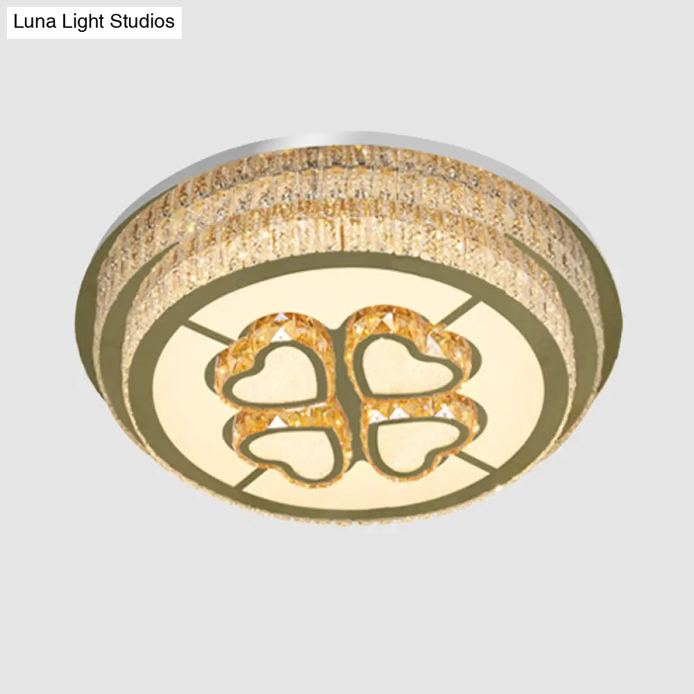 Modern Heart - Design Led Crystal Flush Mount Lamp With Nickel Finish For Great Room Lighting