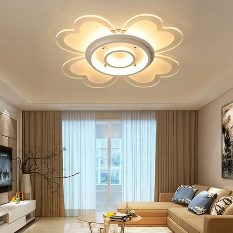 Modern Heart & Round Flush Mount Led Ceiling Light For Baby Room In White / 16’ Warm