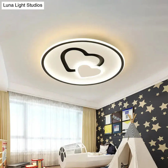 Modern Heart Shape Led Ceiling Light In Black/Pink/Blue 16’/19.5’ Width Black / 16’