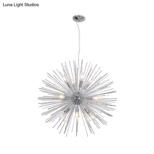 Hedgehog Chandelier With Minimalist Metal Design For Stylish Living Room Lighting Chrome / 29.5
