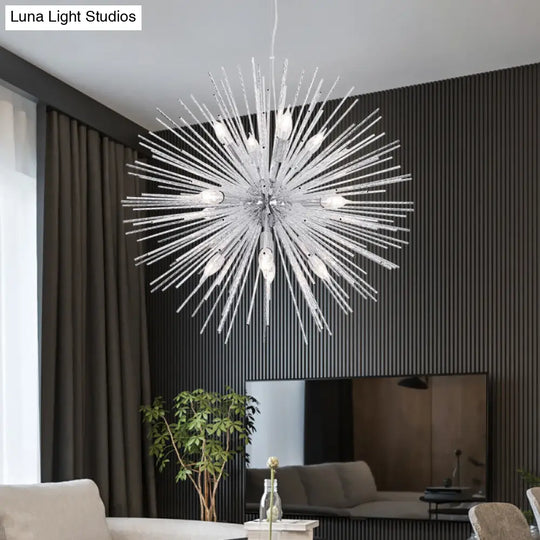 Modern Hedgehog Chandelier With Carved Metal Design For Living Room - Stylish Hanging Light Fixture