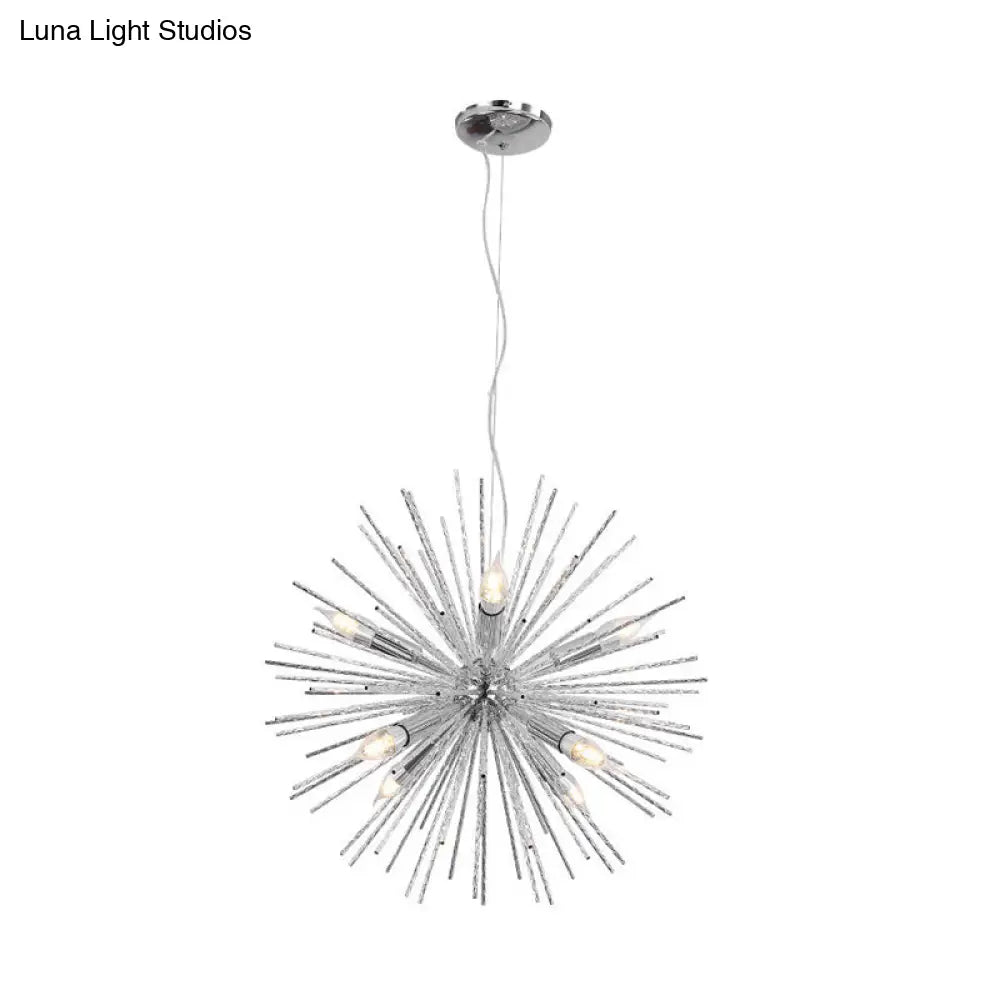 Hedgehog Chandelier With Minimalist Metal Design For Stylish Living Room Lighting Chrome / 22