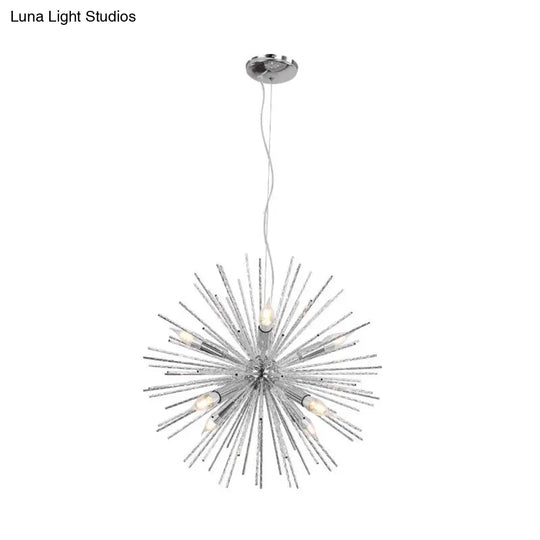 Hedgehog Chandelier With Minimalist Metal Design For Stylish Living Room Lighting Chrome / 22