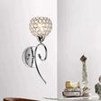 Modern Hemisphere Crystal Wall Lamp With Chrome Scroll Arm Sconce Light
