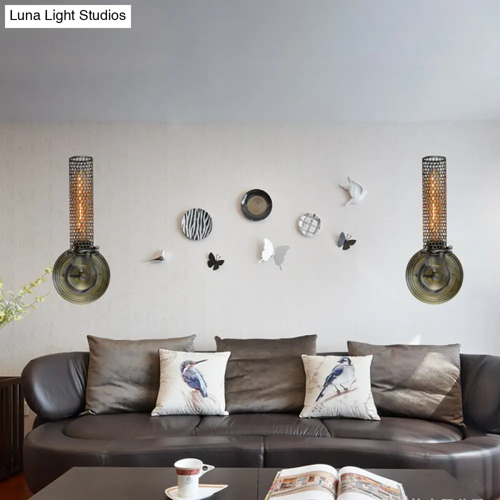 Modern Industrial Bronze Wall Sconce Light With Tube Metal Shade