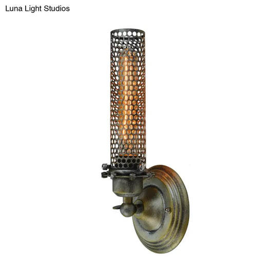Modern Industrial Bronze Wall Sconce Light With Tube Metal Shade