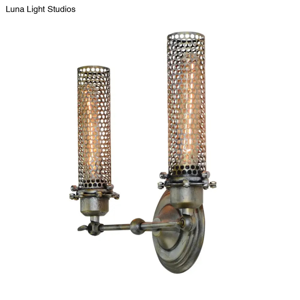 Modern Industrial Bronze Wall Sconce Light With Tube Metal Shade