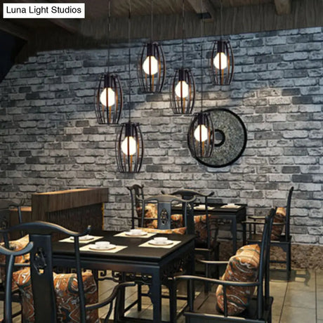 Modern Industrial Geometric Pendant Light In Black