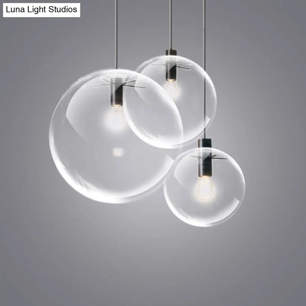 Modern Industrial Glass Globe Pendant Light For Kitchen Dining & Bedroom Black / 8