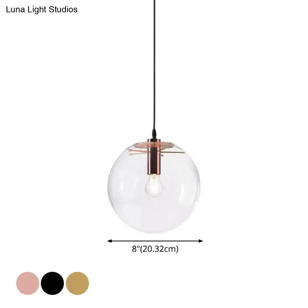 Modern Industrial Glass Globe Pendant Light For Kitchen Dining & Bedroom