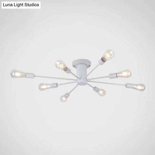 Modern Industrial Metal Flush Mount Ceiling Light Fixture 8 / White