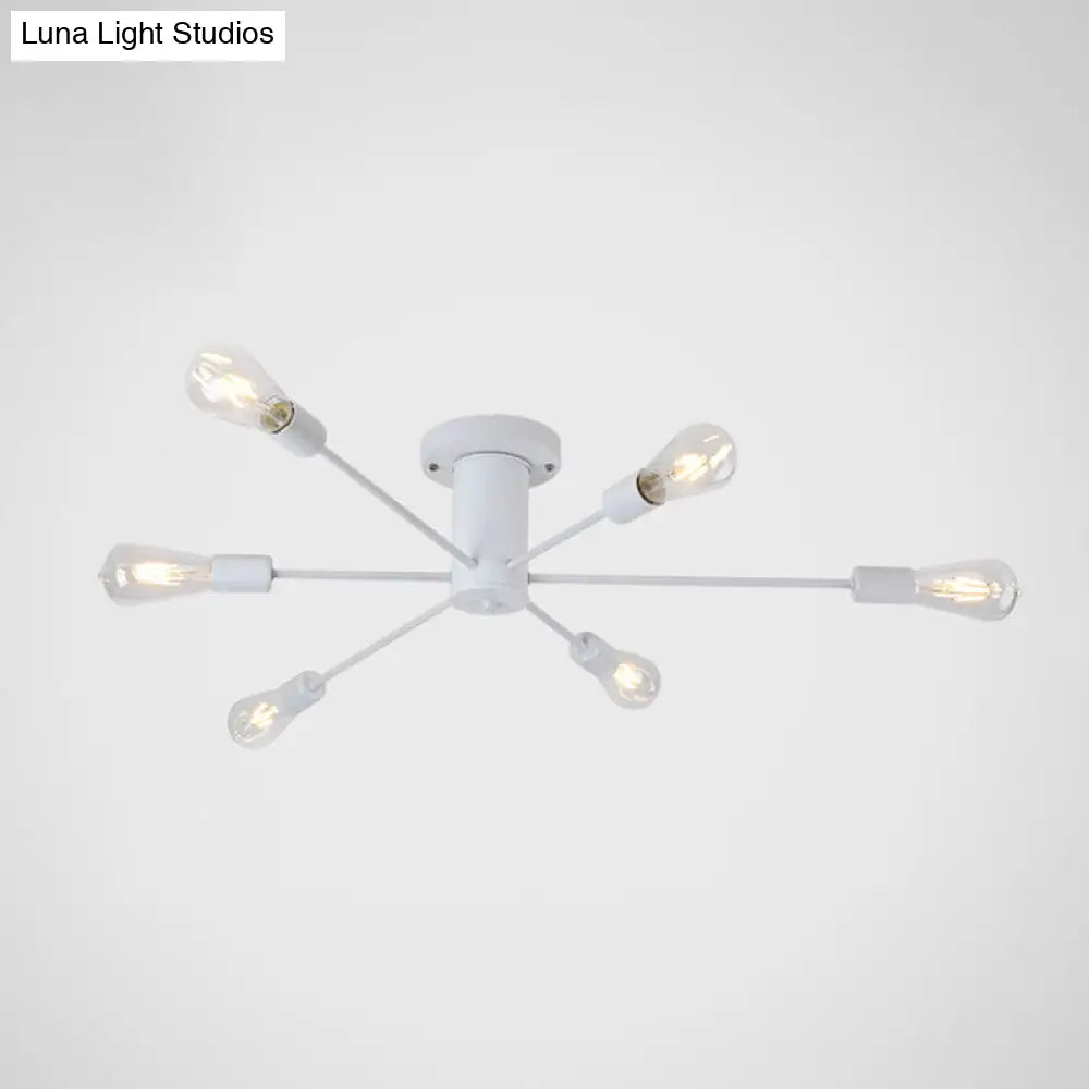 Modern Industrial Metal Flush Mount Ceiling Light Fixture 6 / White