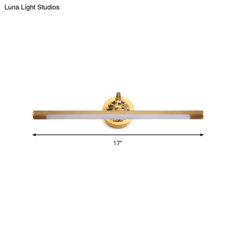Modern Integrated Led Brass Finish Wall Sconce Light For Bathroom - Vanity Lighting 17/22 Wide
