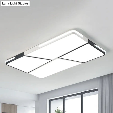 Modern Integrated Led Ceiling Light Fixture With Acrylic Shade - White Flush Mount