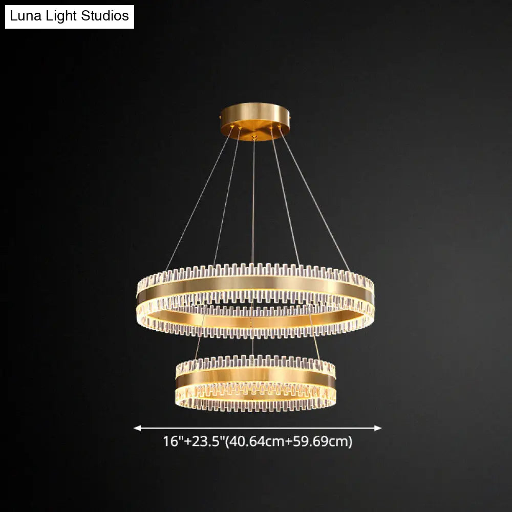 Contemporary Metal Chandelier Pendant Light - Interlace Rings Design For Living Room