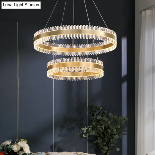 Contemporary Metal Chandelier Pendant Light - Interlace Rings Design For Living Room