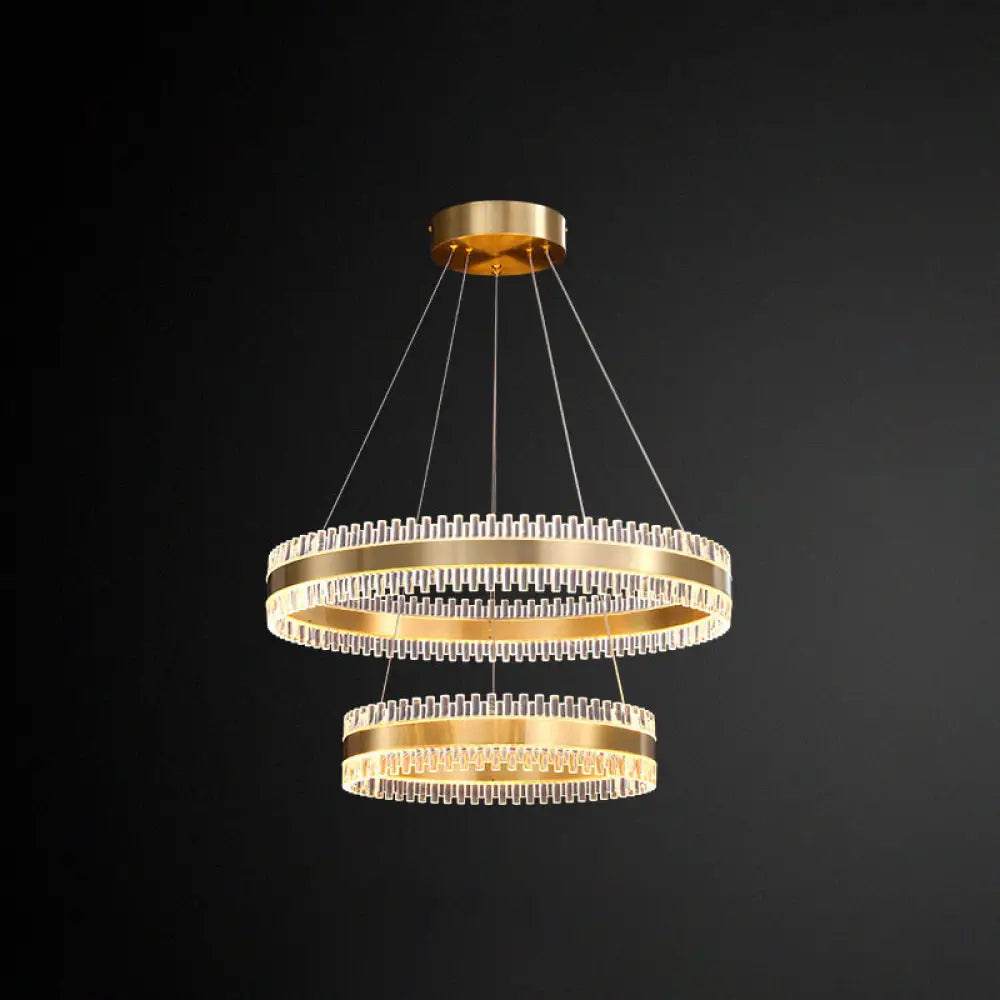 Modern Interlace Rings Chandelier - Metal Pendant Light For Living Room Gold / 16’ + 23.5’