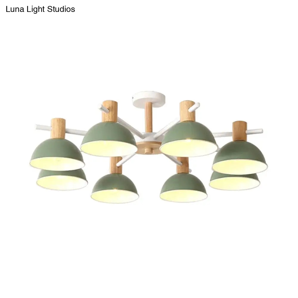 Modern Iron 8-Light Macaroon Dome Pendant Chandelier For Living Room