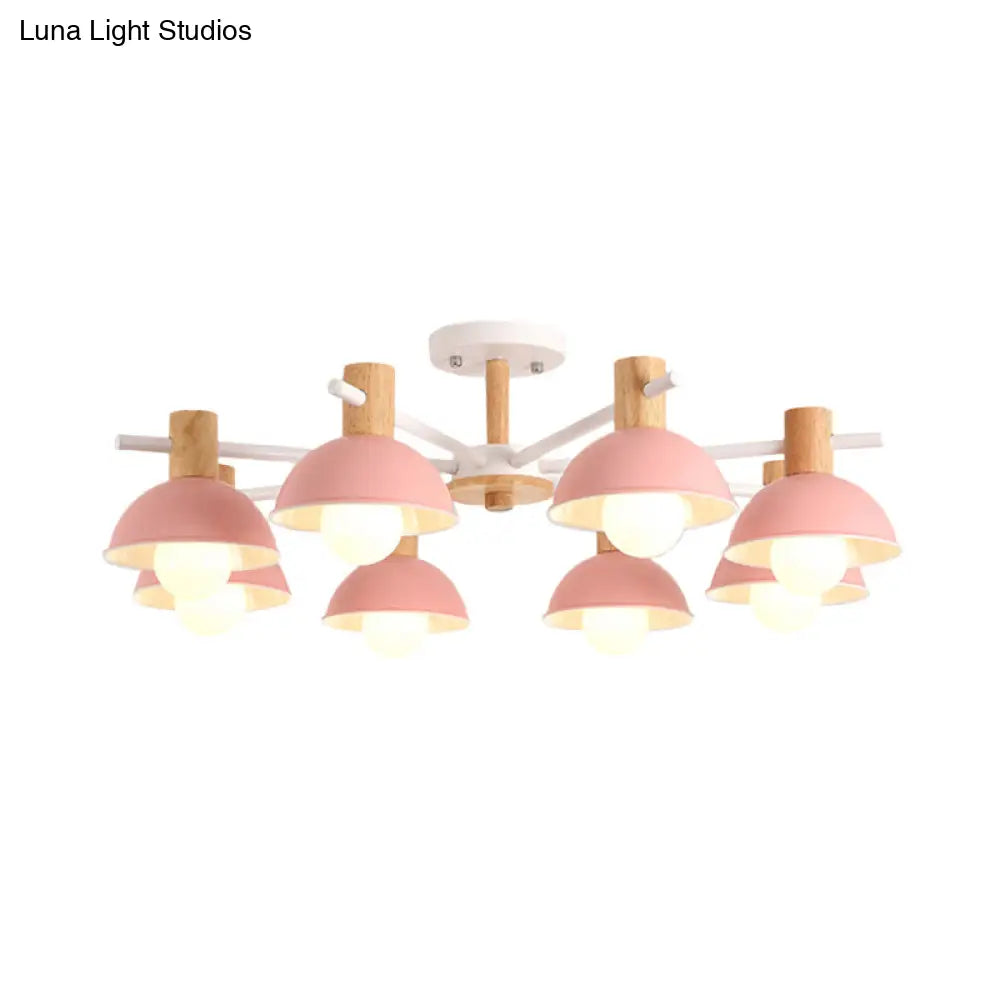 Modern Iron 8-Light Macaroon Dome Pendant Chandelier For Living Room