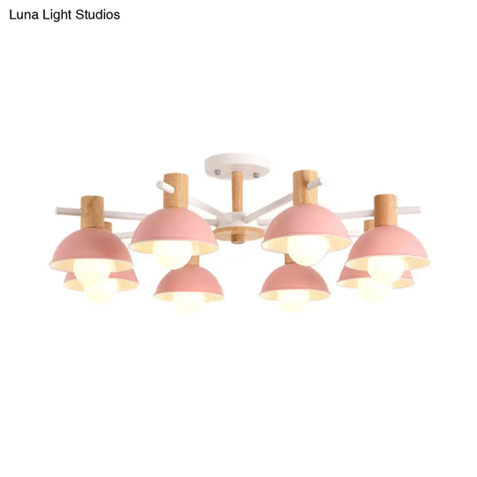 Modern Iron 8-Light Macaroon Dome Pendant Chandelier For Living Room