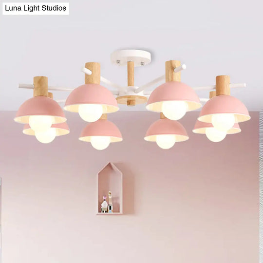 Modern Iron 8-Light Macaroon Dome Pendant Chandelier For Living Room