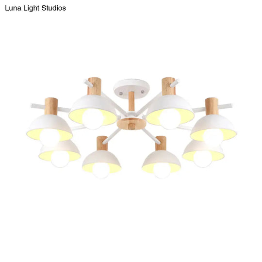 Modern Iron 8-Light Macaroon Dome Pendant Chandelier For Living Room
