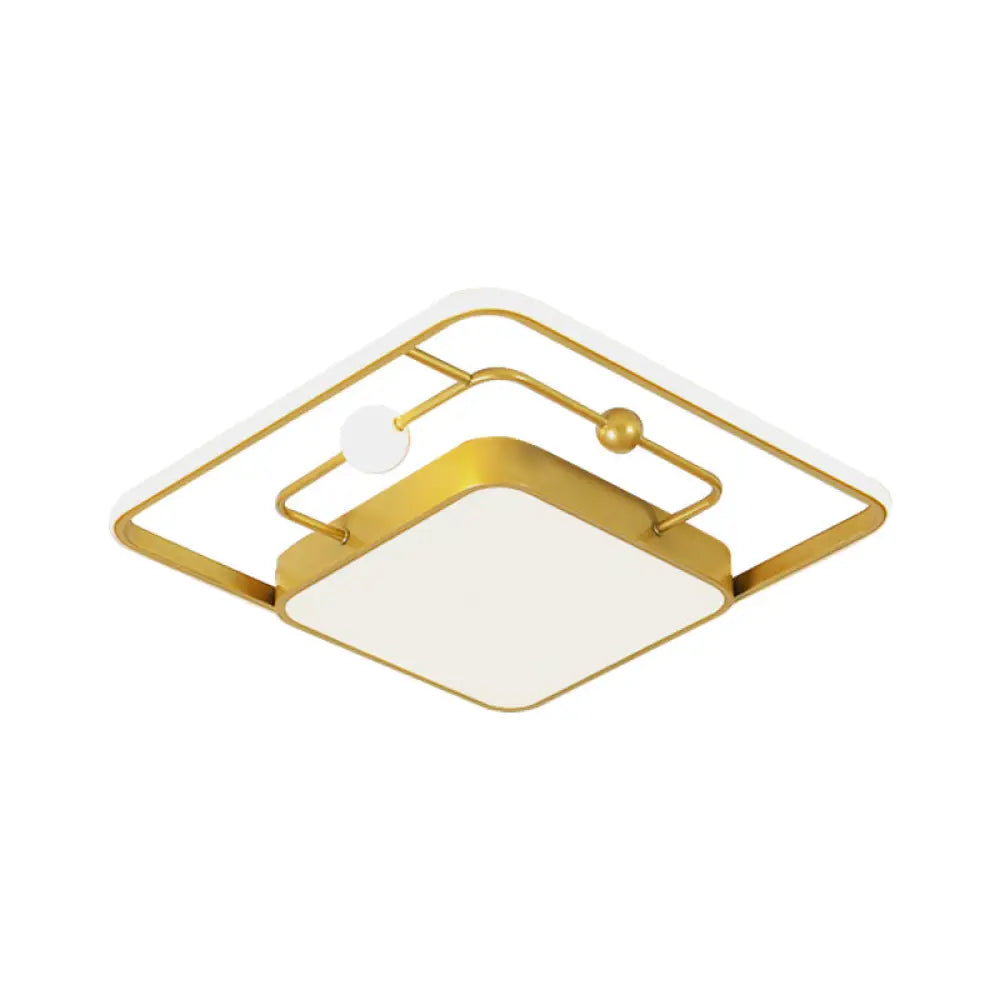 Modern Iron Black/Gold Led Ceiling Light Fixture In Warm/White - Square Flush Mount 16.5/20.5 Width