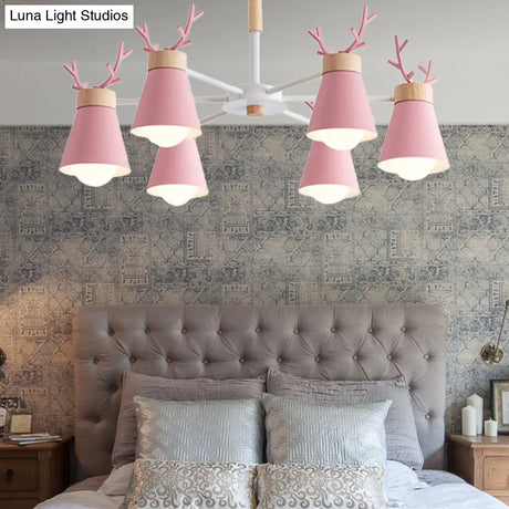 Modern Iron Deer Horn Kids Pendant Chandelier - Stylish Room Lighting Fixture