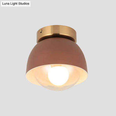 Modern Iron Dome Flush Mount Ceiling Lamp With 1 Head Lighting - Coffee Shade